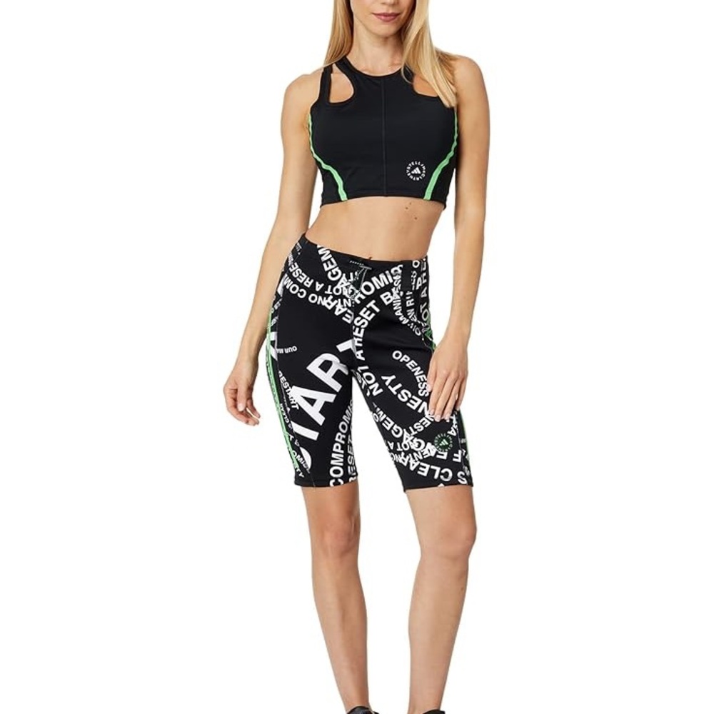 Adidas by Stella McCartney TrueCasuals Black Graphic Print Scuba Shorts Size S